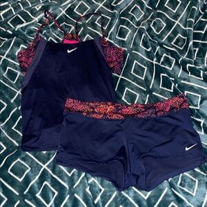 Nike Dark Blue and Coral Swim Set